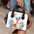 Deer with colorful flower horns shoulder handbag