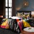 Dynamic composition of geometric shapes and colorful lines bedding set