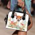 Floral to cute deer with big head and eyes shoulder handbag