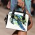 Geometric sea turtle blue and green shoulder handbag