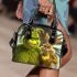 Grinchy smile and dancing monkey are eat bananas shoulder handbag