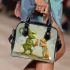 Grinchy smile and dancing rabbit shoulder handbag