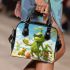 Grinchy with black sunglass drink juice fruit shoulder handbag