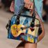 Guitar and wine glass cubism style painting shoulder handbag