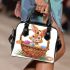 Happy easter bunny with colorful eggs in a basket isolated shoulder handbag