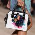 Horse head brush strokes colorful ink splash shoulder handbag