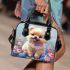 Kawaii cute adorable fluffy furry baby puppy brown beige fur shoulder handbag