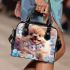 Kawaii cute adorable fluffy furry baby puppy brown beige fur shoulder handbag