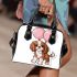 King charles spaniel dog holding pink balloons shoulder handbag