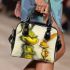 Larvar and yellow grinchy smile toothless shoulder handbag