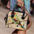 Lines to create patterns around parrot itself shoulder handbag
