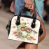 little frog and music notes and violin with leaves red Shoulder Handbag