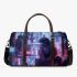 Longhaired British Cat in Futuristic Cyberpunk Cities 3D Travel Bag