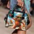 Orange grinchy with black sunglass and dancing cats on the beach shoulder handbag