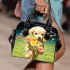 Playful pup with flowers Chic Stylish Shoulder Handbag & Women Totes: Perfect Gift for Girlfriend | Crossbody, Purse, Handbag