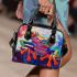 Psychedelic cute frog colorful vibrant trippy oil painting shoulder handbag