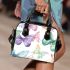 Seamless pattern of pastel watercolor butterflies shoulder handbag