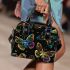 Seamless pattern with colorful neon butterflies shoulder handbag