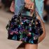 Seamless pattern with colorful neon butterflies shoulder handbag