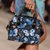 Seamless pattern with digital illustrations of blue butterflies shoulder handbag