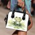 Smiling frog sitting on a pond shoulder handbag
