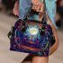 The artwork features colorful and vivid colors in a cartoon style shoulder handbag