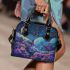 The purple butterflies dance gracefully in the sky shoulder handbag