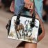 Three horses are galloping in the wind shoulder handbag