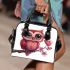 Valentine pink cute owl with big eyes shoulder handbag