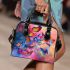 Vertical ai illustration of colorful butterflies shoulder handbag