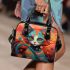 Vibrant feline garden shoulder handbag