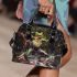 Vividly colored frog dancing on its hind legs shoulder handbag