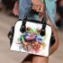 Watercolor cute cartoon red eyed tree frog shoulder handbag