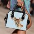 Watercolor deer head with antlers shoulder handbag