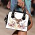 Watercolor deer with flowers shoulder handbag