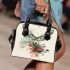 Watercolor deer with flowers shoulder handbag