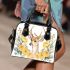 Watercolor deer with yellow roses shoulder handbag