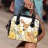 Watercolor deer with yellow roses shoulder handbag