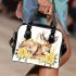 Watercolor deer with yellow roses shoulder handbag