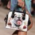 Watercolor english bulldog clipart shoulder handbag