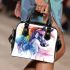 Watercolor horse in rainbow colors shoulder handbag