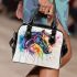 Watercolor horse in rainbow colors shoulder handbag