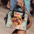 White long haired yorkshire terrier with a pink ribbon in her hair shoulder handbag