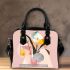 Abstract art with geometric shapes and lines shoulder handbag