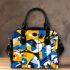 Abstract blue and yellow geometric masterpiece shoulder handbag