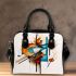 Abstract brown and orange cubism shapes shoulder handbag