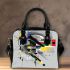 Abstract composition featuring various geometric shapes shoulder handbag