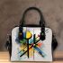 Abstract composition featuring various geometric shapes shoulder handbag