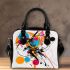 Abstract composition of colorful circles and lines shoulder handbag