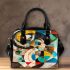 Abstract composition of colorful shapes shoulder handbag
